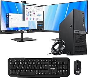 Computer Desktop PC MTG Aurora - Intel Core i5 8th Gen, 16GB Ram DDR4, 256GB Nvme, MTG Dual 22 Inch Monitor, MTG Wireless Keyboard Mouse, RGB Headphone, Webcam, Win 11 Home