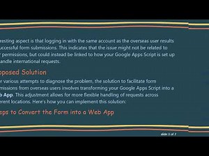 Solving Google Apps Script Form Submission Issues for Overseas Users