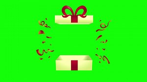 Download Green Screen Open Gift Box With Confetti for free