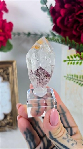 Red Hematite Phantom Quartz Point – Natural Quartz   Hematite Specimen on Clear Base - Etsy