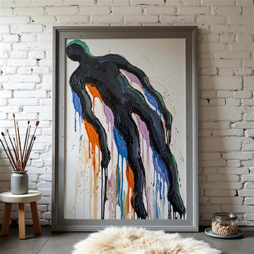 Abstract Human Figure Wall Art – Modern Expressionist Drip Painting Print (digital Download) | 6047 - Etsy