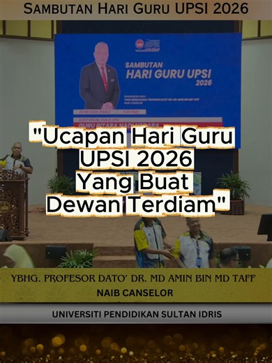 Ucapan Sambutan Hari Guru 2026 oleh Naib Canselor UPSI - Part 1 #demiUPSI #UPSIMalaysia #jiwaUPSI #universitiDiRaja #kpt #kementerianpendidikantinggi #ibukandungsuluhbudiman #PenerajuKebitaraanPendidikan #tiktokmalaysia #viral #trending #fyp #foryourpage