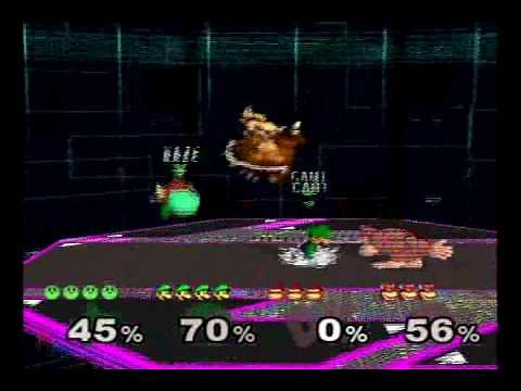 Super Smash Bros Melee Team Battle Kirby and Luigi VS DK and Bowser
