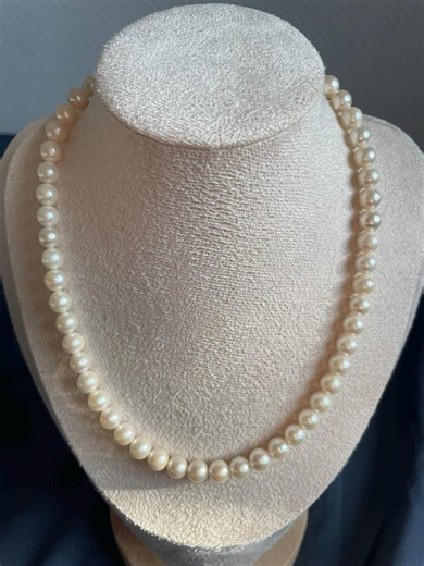 Akoya Pearl Necklace: 7 Mm Genuine Japanese Pearls With Sterling Silver Flower Clasp - Etsy