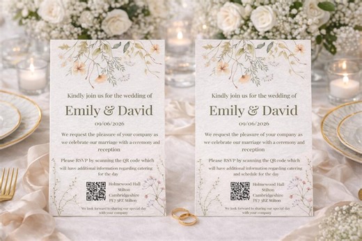 Wedding Invitation With QR Code - Simple and Elegant / Digital Download - Etsy