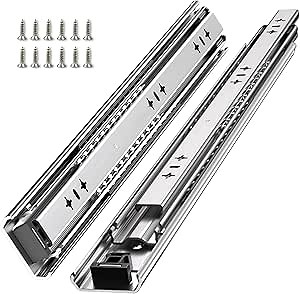 SLIDEWAY 260 Lbs Heavy Duty Drawer Slides 1 Pair 8 10 12 14 16 18 20 24 26 30 32 40 Inch Full Extension Ball Bearing Sliding Rails Cabinet Runners Tracks Tool Box Glides (53mm Wide)-8"