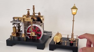 2 in 1 Steam Engine Model with Boiler and Lamp Scene, SE-01 Full Metal Beam Engine Steam Engine Model Kit That Works with Centrifugal Regulator, Retro Science Kit for Adults (84PCS)