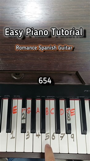 تعليم عزف بيانو بسهولة بالأرقام 🎹 Romance Spanish guitar EASY piano Tutorial #piano #tutorial #music
