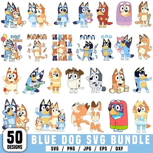 Blue Dog Svg Png Bundle, Blue Dog Family Png Bundle, Blue Dog Birthday Png, Blue and Brown Dog Friends Bundle Png, Digital Download - Etsy
