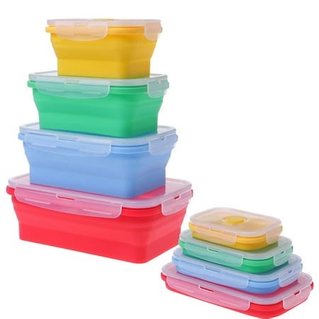 Collapsible Food Storage Containers, Non-Toxic Food Grade Silicone, Leak Proof Design, Airtight And Stackable For Outdoor Activities Storage, Bpa Free, Save Space (4Pcs) - Walmart.ca