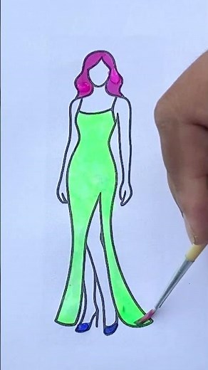 DIY Glitters green party dress |Homemade dress @COLORFULCREATIVEKIDSOFFICIAL #glitterart #drawing