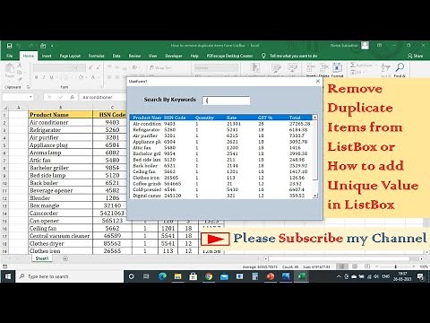 How to remove Duplicate Item from ListBox in Excel VBA