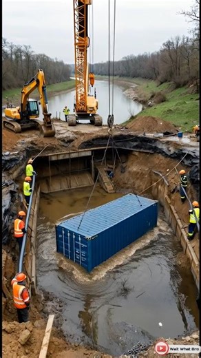 Underground Shipping Container House Built Next to River #shorts #containerhome #construction