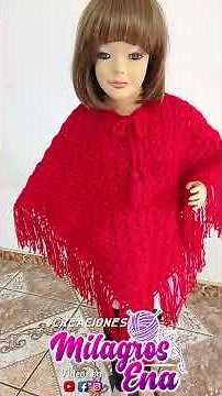 Como tejer el poncho N° 29 a crochet en punto abanicos para bebes, niñas y damas paso a paso
