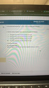 For the polynomial function f(x) = -2x^3(x-1)^2(x 5), answer pa... | Filo