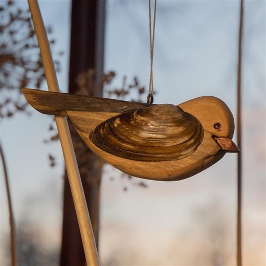 Handcrafted Wooden Bird Decor for Home Interior, Seashell Wings, Wall and Window Hanging Ornament - Etsy