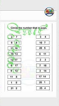 Identifying Odd & Even Numbers | Easy Math for Kids | circle the even number | Odd and even practice