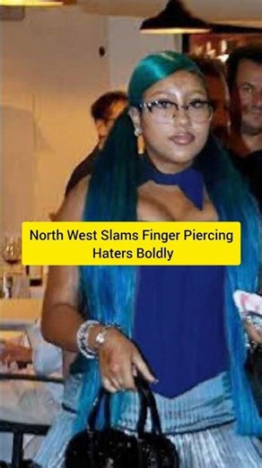 North West clapped back at haters criticizing her middle finger dermal piercing #surfacepiercing