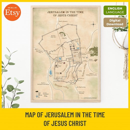 Jerusalem Map in the Time of Jesus: Holy Land Bible Map (digital Download) - Etsy