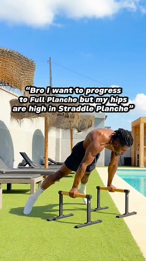 4 drills I used to go from piked to parallel straddle Planche 1. Low feet: hold a solid line on mid-sized bars while keeping protraction 2. Planche lean to Planche hold: much harder than it looks especially if you usually use a tuck to straddle entry 3. Pike to Straddle: go from a position your comfortable with to an uncomfortable one 4. Tuck to bent arm straddle pushups: focus on the clean line in your bent arm straddle to focus on opening the hips and build this habit during your pushups 🔗And