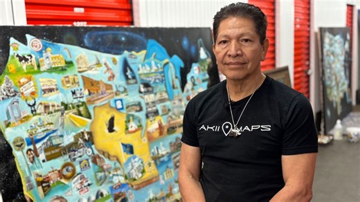 Artist works to restore massive paintings damaged in U-Haul storage facility fire