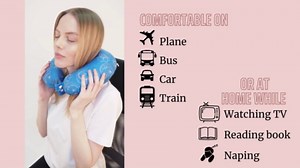 Ambesonne Geometric Travel Pillow Neck Rest, Monotone Symmetric Order Pattern of Repetitive Squares and Bars, Memory Foam Traveling Accessory for Airplane and Car, 12", Charcoal Grey and White