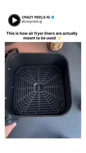 Crazy Reels IG ™ on Instagram: "The post humorously highlights a common air fryer user error, showing via video how perforated parchment liners should line the basket to catch crumbs for easy cleanup, rather than wrapping food directly, which can lead to uneven cooking or mess. Air fryer liners, made of heat-safe perforated parchment, promote airflow for crisp results while reducing scrubbing; studies on kitchen efficiency note they cut cleaning time by up to 70% per use, based on consumer appli