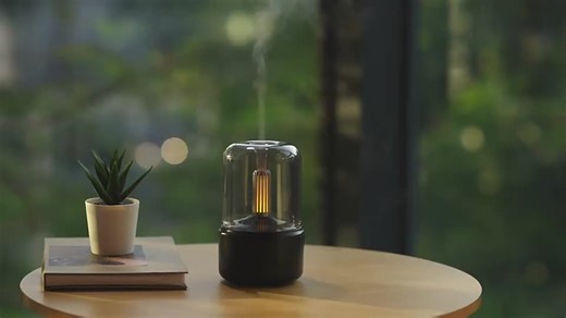 Candlelight Essential Oil Diffuser Portable 120ml Air Humidifier Cool Mist Maker Fogger 8-12 Hours With LED Night Light