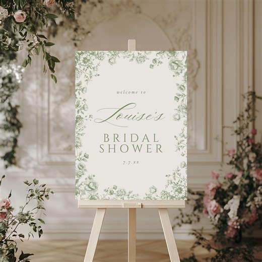 Sage Green Bridal Shower Welcome Sign, Editable Template, Printable Decor for Wedding Shower Celebration 2037 - Etsy