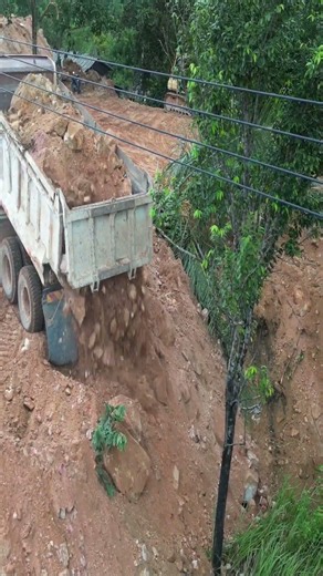 EP.362 Land Filling on the Mountain By 15T Trucks with Bulldozer D41P & D37E #pnmachines