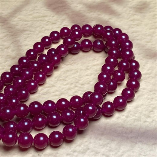 Rose Red Chalcedony Round Beads, Polished Gemstone Jewelry Making Accessories