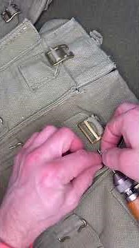 Sewing awl demonstration. Making a smg bandolier. #sewing #sewingawl #tailoring #smgpouch