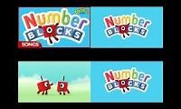 Mix of 4 videos from youtube : Numberblocks theme song at once