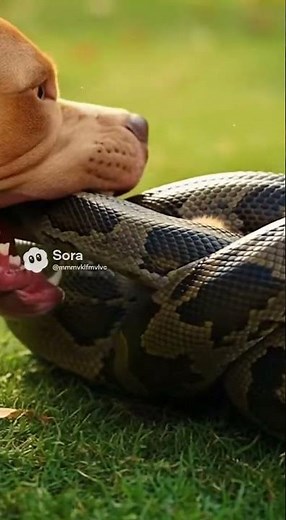 Courageous Pitbull Fights Python! Dog Rescues Kitten Trapped in Deadly Snake Coils! 🐕‍🦺