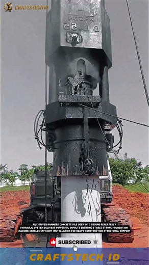 Pile Driving Machine Installs Deep Foundation With Massive Force #machine