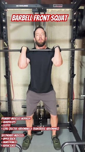 Barbell Front Squat Form 🔥 Build Strong Quads & Core the RIGHT Way! #shorts