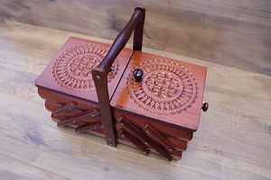 Wooden Sewing Box/sewing Organizer/sewing Basket/sewing Chest/accordion Sewing Box - Etsy