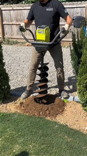 "This cordless auger is GREAT. Hold on tight and pull the trigger. Clay, roots, rocks, no problem. Love this machine." ⁠ -Tom Hill⁠ ⁠ With more power than a 52cc gas auger, drill up to 30 holes per charge and save time landscaping, digging for fences, preparing soil and more. ⁠ Shop the 40V HP Brushless 8” Earth Auger >> go.ryo.bi/8L9Dk7 📸: @rootedlawnco | RYOBI TOOLS USA