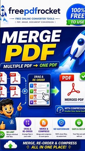 Merge PDF Online Free | Combine Multiple PDFs into One | Drag & Reorder Pages | Compress After Merge
