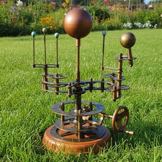 A Brass Orrery Solar System Model - Mechanical Planetarium With Marble Planets, Mild Steel Base - Astronomy Gift, Kinetic Desk Sculpture - Etsy