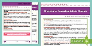 Top 10 Strategies for Supporting Autistic Children Parent and Carer Information Sheet