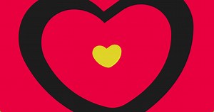 Download Multicolor heart animation transitions on green screen background. for free