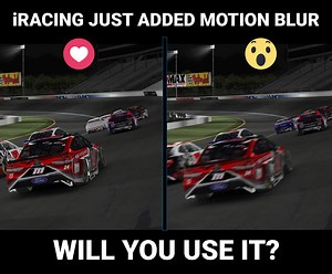 iRacing just added the option to turn on motion blur and it looks amazing 😍 Can you spot the difference? Will you be using it? | VRS