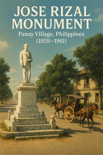 🇵🇭 Jose Rizal Monument, Panay Village, Philippines (1959–1961) A rare glimpse of old Panay — where calesas ruled the roads and Rizal stood as a symbol of pride and progress. Captured by Harrison Forman, this photo preserves the charm of a bygone Philippines. 🕰️✨ #PhilippineHistory #PanayCapiz #JoseRizal #VintagePhilippines #hugotadventuretv #ILOILO #trendingreelsvideo #reelsviral | Hugot Adventure TV