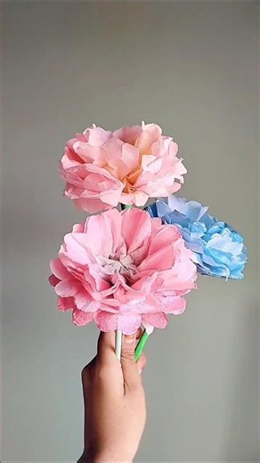 Diy peonies| How to make peony flower from tissue paper|#craft #viral #trending #art #handmade