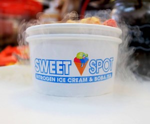 The liquid nitrogen ice cream craze has officially landed in Las Vegas. The south valley eatery Sweetspot specializes in the liquid nitrogen-infused sweet treat that's as tasty as it is fun to look at. READ MORE→http://bit.ly/2uZ5Hpv | Las Vegas Review-Journal