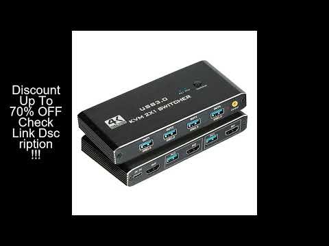 4K@60Hz HDMI-compatible USB 3.0 KVM 2x1 Switch with Remote for 2 Computers Share 1 Monitor/Keybord/M