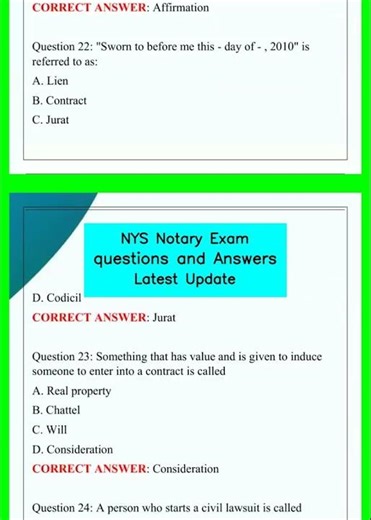 NYS Notary Exam questions and Answers Latest Update video