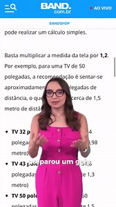 📺 Qual o tamanho ideal de TV para a sua sala? 50” ou 65”? Pequena demais ou grande demais? O segredo está na distância entre você e a tela! A Bandshop preparou um guia para te ajudar a escolher o modelo perfeito e garantir a melhor experiência para maratonar filmes, séries e esportes! ⚽🎬📺 Confira em band.com.br! #Bandshopdatelaprasuacasa | Band Receitas