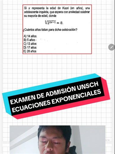 ​¿Postulas a la UNSCH y este tipo de ejercicios te quitan el sueño? ¡Tranquilo, futuro integrante de la San Cristóbal! Hoy resolvemos una fija de álgebra de forma rápida y sencilla. No dejes que las raíces te asusten, aquí te enseño cómo dominar las bases para asegurar tu ingreso en Ayacucho. ¡Guarda este video porque lo vas a necesitar! ​Resolución paso a paso: ​Primero, transformamos el número 8 y lo expresamos como una potencia de base 2, es decir, 2 al cubo. ​Luego, elevamos ese resultado al